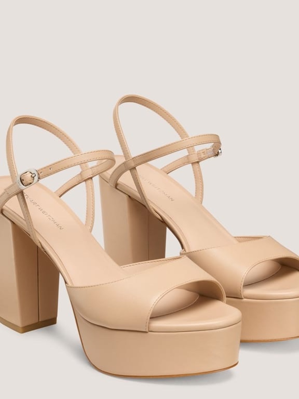 Stuart Weitzman Nude Leather Platform Block Heels